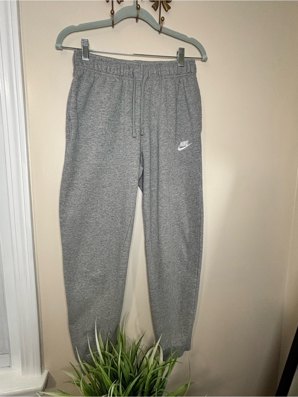 Woman’s Nike Grey Heather Joggers with White Logo